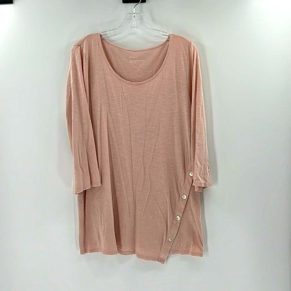 Pure Jill Asymmetric-Button Tunic - Peach Heather - Medium